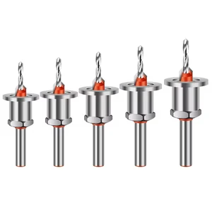 PMS Woodworking Taper Drill Bit Countersink and Screw Extractor for Router Bit Applications