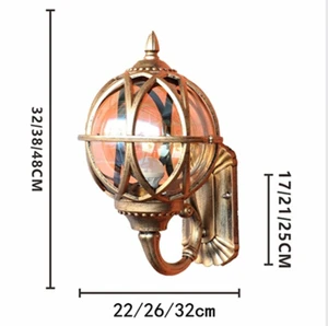 Retro Vintage Waterproof Led Sconce Lamp Antique Garden Outdoor Wall Lantern Light for Street