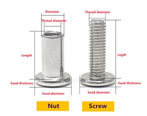 China Factory Supplier M4 M5 M6 Hex Barrel Lock Nuts Zinc Plated Hexagon Socket Furniture Nut with Hex Head Screw and Allen Key Wood Screw