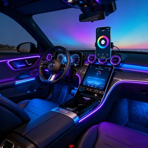 Rhythm Universal Smart APP Controlled RGB Ambient Lighting Music Sync Interior Lights for Cars