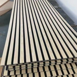 Factory Wholesale Modern Europe Design Fire Proofing Sound Insulation Decoration MDF Wood Slat Wall Panels Acoustic Panel