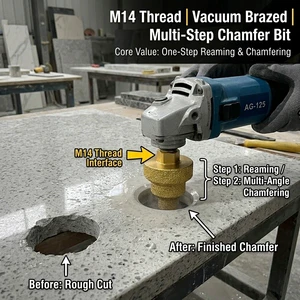 M14 Vacuum Brazed Multi-Step Diamond Chamfer Bit 10-35/50mm Dry Stone Hole Enlarger for Quartz Granite Marble Beveling