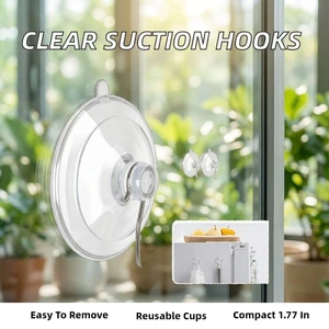 Hangerspace 304 Stainless Steel Reusable Suction Cup Hooks Clear PVC Removable Wall Mount for Shower Bathroom