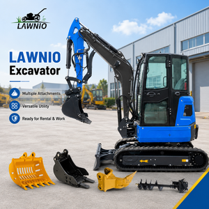 High Quality Mini Excavator LAWNIO Cabin Rubber Track LED Light Garden Farm Landscaping Work Site Mini Excavator