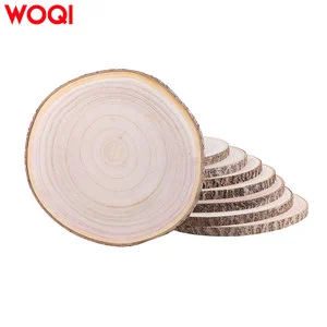 WOQI Environmentally Friendly Unfinished Natural Round Pine Wood Slices/Logs for DIY Crafts Wall Hanging Wooden Ring Projects