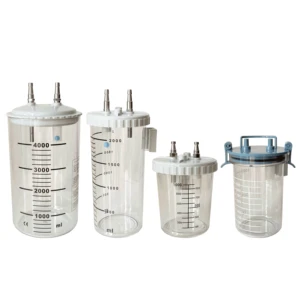 Wall Mounted Medical Suction Bottle 2 Liter Screw Lid Hospital Vacuum Collection Jar CE ISO