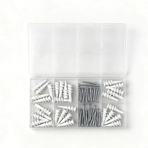 60pcs 13mm Bright Self Drilling Drywall Anchors Kit Fixing Nylon Wall Plug Gypsum Board Self Tapping Screw for Wood Home Use