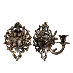 Cast Iron Wall Mounted Candle Sconce - Vintage Metal Pillar Holder Ornament