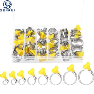 Factory Wholesaler Butterfly Handle Tool-free Adjustable Stainless Steel Worm Gear Hose Clamp for Fuel & Gas Line