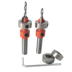 8mm Round Shank Tungsten Carbide Countersink Wood Drill Bit with Retain Ring Depth-stop Bit Make Flush and Hidden Screw Hole