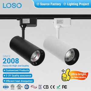 LOSO High Brightness Home Office Store White Black Rail System Aluminum 40W Ceiling LED Track Light