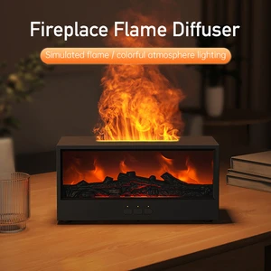 Hot Selling Electric Remote Control Ultrasonic Humidifier Flame Aroma Diffuser 7-Color LED Light Timer Function Quiet for Home