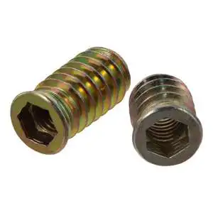 Brass Flanged Threaded Insert Nut Slotted Drive Flush Wood Plastic Screw Fastener Hardware Bushing Female Interface Jointing
