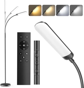 LED Floor Lamp Standing Light with Remote Control Floor Reading Lamp with 4 Brightness Levels for Living Room, Bedroom, Office