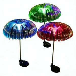High Quality Solar Fiber Optic Jellyfish LED Light IP44 Water-Resistant 8-10h Warm White Outdoor Garden Decorative Lighting