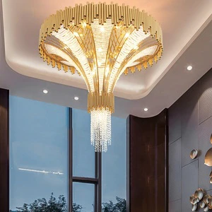 New Product Bespoke Fixtures Indoor Decoration Hotel Villa Staircase Lobby Hall Luxury LED Crystal Chandelier