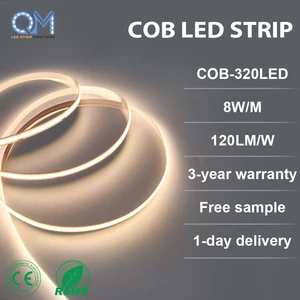 8mm Dotless COB LED Strip Light 24V 320LEDs/m Flexible Ribbon for Under Cabinet Lighting