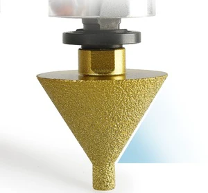Diamond Beveling Chamfer Drill Bits Golden 50mm Vacuum Brazed for Angle Grinders Ceramic Chamfering Holes Long Service Life