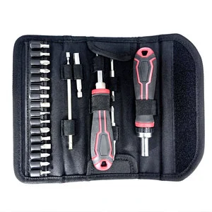22pcs Ratchet Screwdriver Bit Set Multi-Functional Replaceable Handle Extension Bar Portable Canvas Bag For DIY Household Use