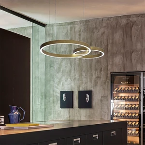 Modern Interior LED Pendant Lighting Wholesale New Design Ring Round Chandelier for Hotel Living Room Linear Light