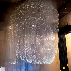 Aolier High Luxury Indoor Crystal Fiber Optic LED Pendant Lamp Adjustable Height Hotel Lobby Bar Villa Hanging Lighting