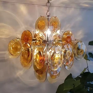 Modern French-designed Design Disc Shape Hotel Living Room Bedroom Pendant Brown Branches Glass Chandelier Lighting