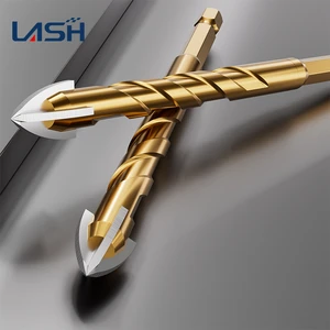High Hardness Toughness Golden Color Cross-type Tungsten Carbide Drill Bit Excellent Wear Resistance for Masonry Drilling Hex