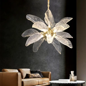 All-copper Gold LED Light-luxury Living Room Chandelier; Post-modern Minimalist Grand Villa Bedroom/dining Room Pendant Lamp