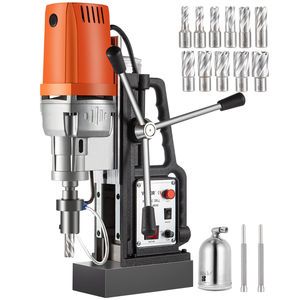 1450W Magnetic Drill Press with 2-Inch Boring Diameter 2900 LBS Annular Cutter Machine 11pcs HSS Annular Cutters Included