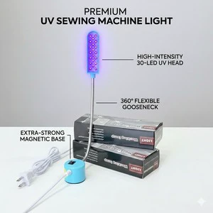 20 LED UV Sewing Machine Light with Magnetic Base Flexible Gooseneck Working Lamp for Industrial Sewing Inspection