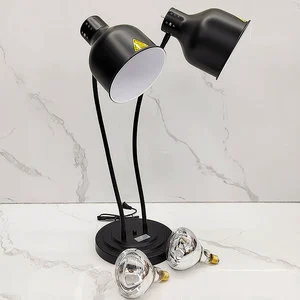 Stainless Steel Food Heat Lamp Warm Lamp Electric Food Warming Dual-Head Desk Lamp for Buffet Gold/Black/Silver