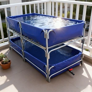 Versatile Double Layer Fish Tank With Pipe Frame, For Aquaponics, Fish Hatchery And Display Ponds