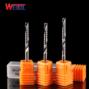Weitol 5A 3.17mm Solid Carbide Single Flute Spiral Bit Wood Cutter End Milling Cutter for Woodworking