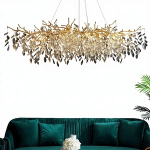 Luxury Crystal Chandelier Gold LED French & American Style Branch Design for Living Room