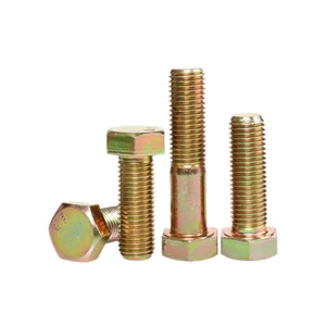 High Tensile Structural Bolt And Nut ASME/ANSI B18.2.1 Carbon Steel Grade 8 Yellow Zinc Plated Hex Bolt Hex Head Cap Bolt