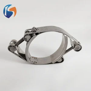 SS304 Double Bolt T-bolt Hose Clamp Heavy Duty High Pressure Pipe Clamp Factory Wholesale Custom Size