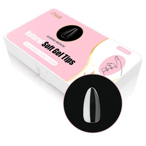 14 Sizes Medium Almond Nail Tips 500pcs/Box HEMA-Free PMMA Full Cover Clear Soft Gel Nail Tips For Acrylic Gel DIY Salon