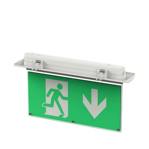 Rechargeable Plastic Double-Sided Running Man & Arrow LED Emergency Exit Sign Light 15 LEDs 3H Backup IP20 Rated For Fire Safety