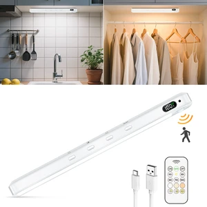 Under Cabinet Light with Motion Sensor & Remote Control, Rechargeable, Dimmable for Kitchen, Wardrobe, Bathroom, Closet Home Use
