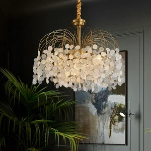Crystal Lamp Chandelier Branch Design LED Three-color Light Changing Living Room/Hall Main Light French Bedroom Lighting