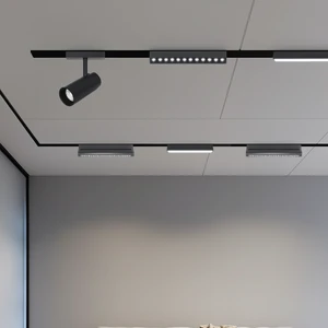 Ultra Thin Ceiling Track Lamp Track Rail Spot Lighting System 48V Led Magnetic Track Light