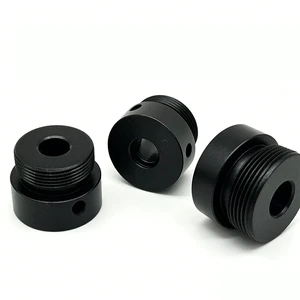 Carbon Steel Black Oxide CNC Machined Stepped Threaded Sleeve with Side Hole Positioning Locking Bushing