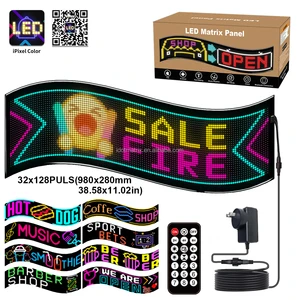 32128 PLUS Customizable App-Programmable LED Sign Board USB 5V Scrolling Message Light Matrix Panel for Storefront Advertisement