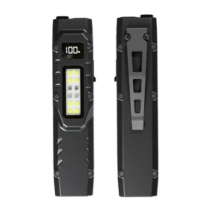 V007 Multi-functional EDC Flashlight LED Stainless Steel Portable USB Rechargeable Handheld Work Light 9 Modes Working Lamp