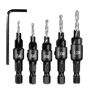 High Speed Steel Countersunk Drill Bit 1/4 Quick Release Handle Woodworking Drilling Countersunk Drill Bit