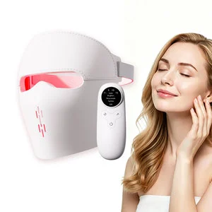 LED Hand Held Silicone Facial Beauty Mask with Far Infrared & Photon Therapy Red Light for Repair and Skin Rejuvenation