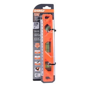 SHIND 30061 Magnetic Plastic-Coated Mini Spirit Level 228mm/9inch Horizontal Pocket Vertical Angle Measuring Spirit Level Ruler