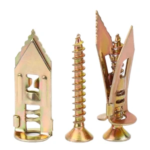 High Quality Carbon Steel Drywall Anchor Metal Plug Hammer Drive Fixing Screw Yellow Zinc Plated Gypsum Board Anchor