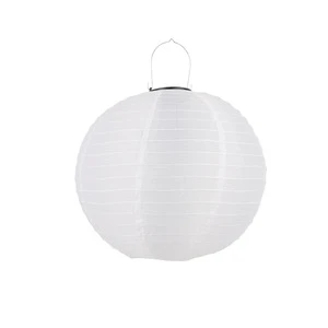 Outdoor Waterproof Chinese Nylon Fabric Round LED Rechargeable Portable Hanging Solar Powered Lantern for Garden Courtyard