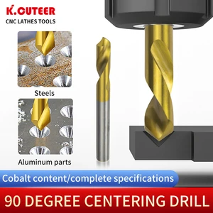 Keencuteer 90 Degree Cobalt Coated High-Speed Steel Center Drill Bit for Wood/Metal Drilling